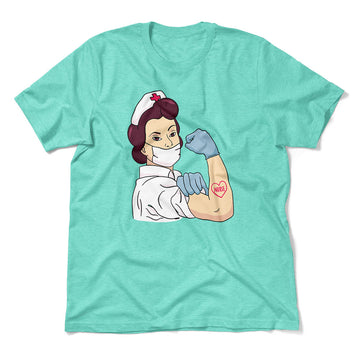 Strong Nurse Men/Unisex T-Shirt in Heather Sea Green color